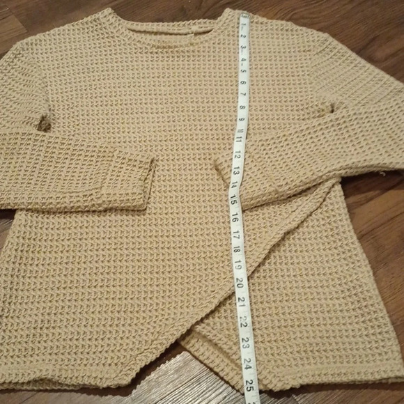 Shades Of Grey By Micah Cohen Tan Waffle Knit Cross Over Sweater Top A30 - Picture 4 of 6